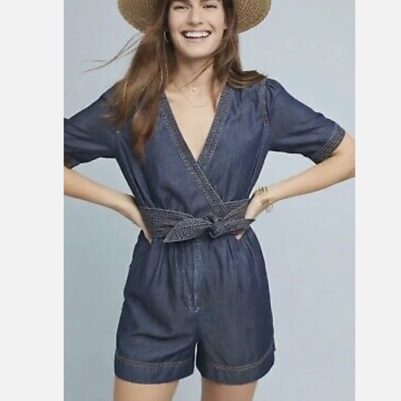 Anthropologie Pants - Anthropologie Pilcro and Letterpress Jean Romper Size 4